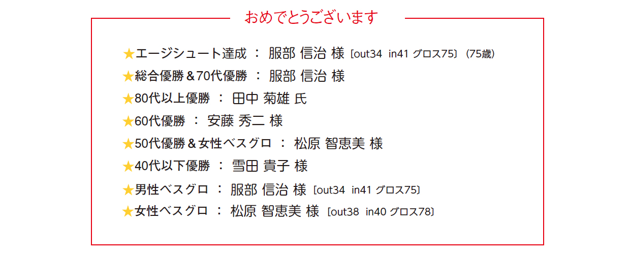 エージシュート達成者が1名　おめでとうございます