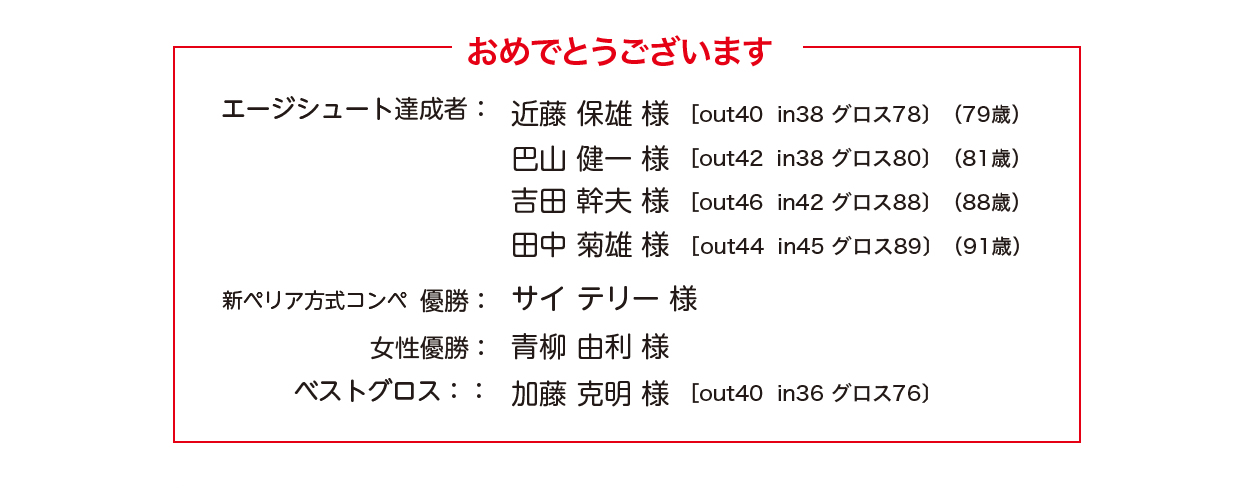 エージシュート達成者が4名 おめでとうございます